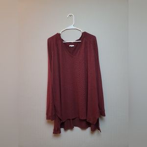 Maurices Maroon V Neck Lightweight Sweater  Size 3x